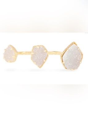 Kendra Scott Gold Triple Druzy Ring in Soft Pink-White- Naomi Ring